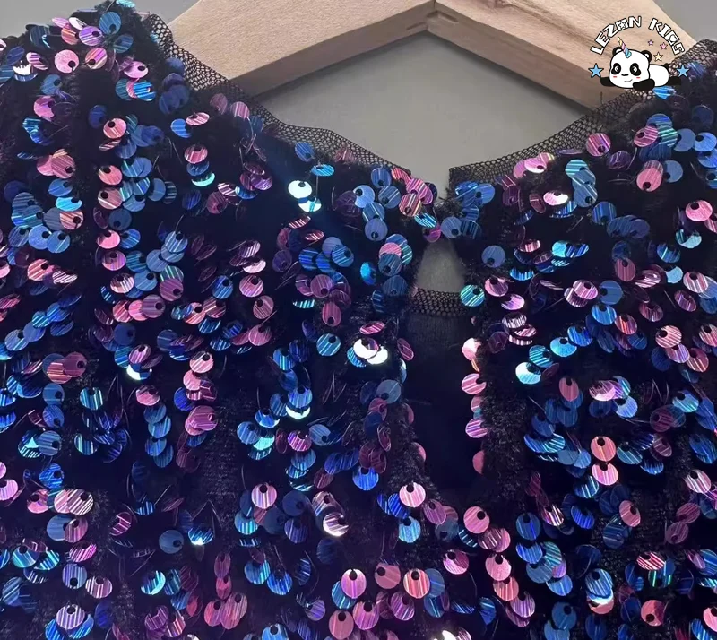 LEZONKIDS - Vestido de Princesa Brilhante com Lantejoulas para Meninas Pequenas, Varejo por Atacado de Verão
